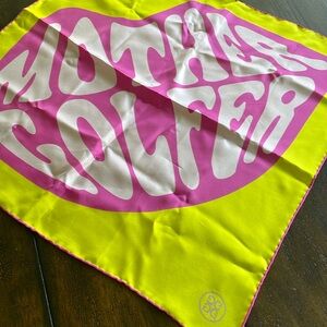 G/Fore Scarf ‘Mother Golfer’ Neon Yellow With Hot Pink 100% Silk-New
